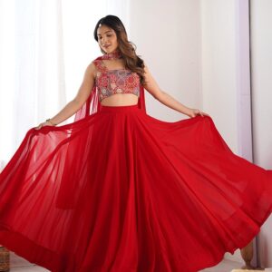 Red Color Pure Soft Georgette Lehenga Choli